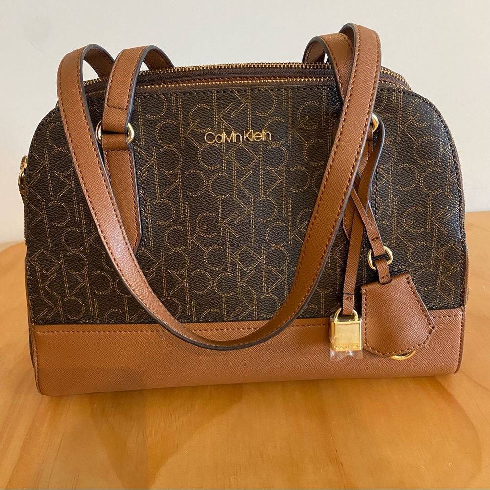 Calvin Klein Brown Satchel Bag Timeless Elegance